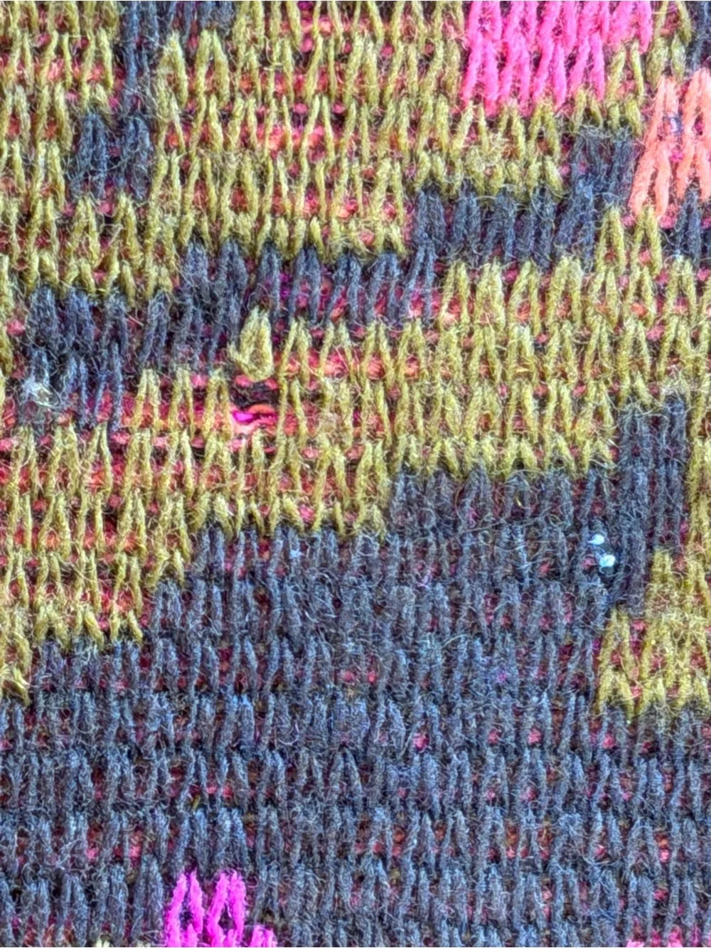 Vintage Stefanel Italy Floral Jacquard Knit Sweater Pink Orange Brown Crewneck L